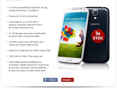 Noul Samsung Galaxy S4 in stoc! Comanda-l acum…