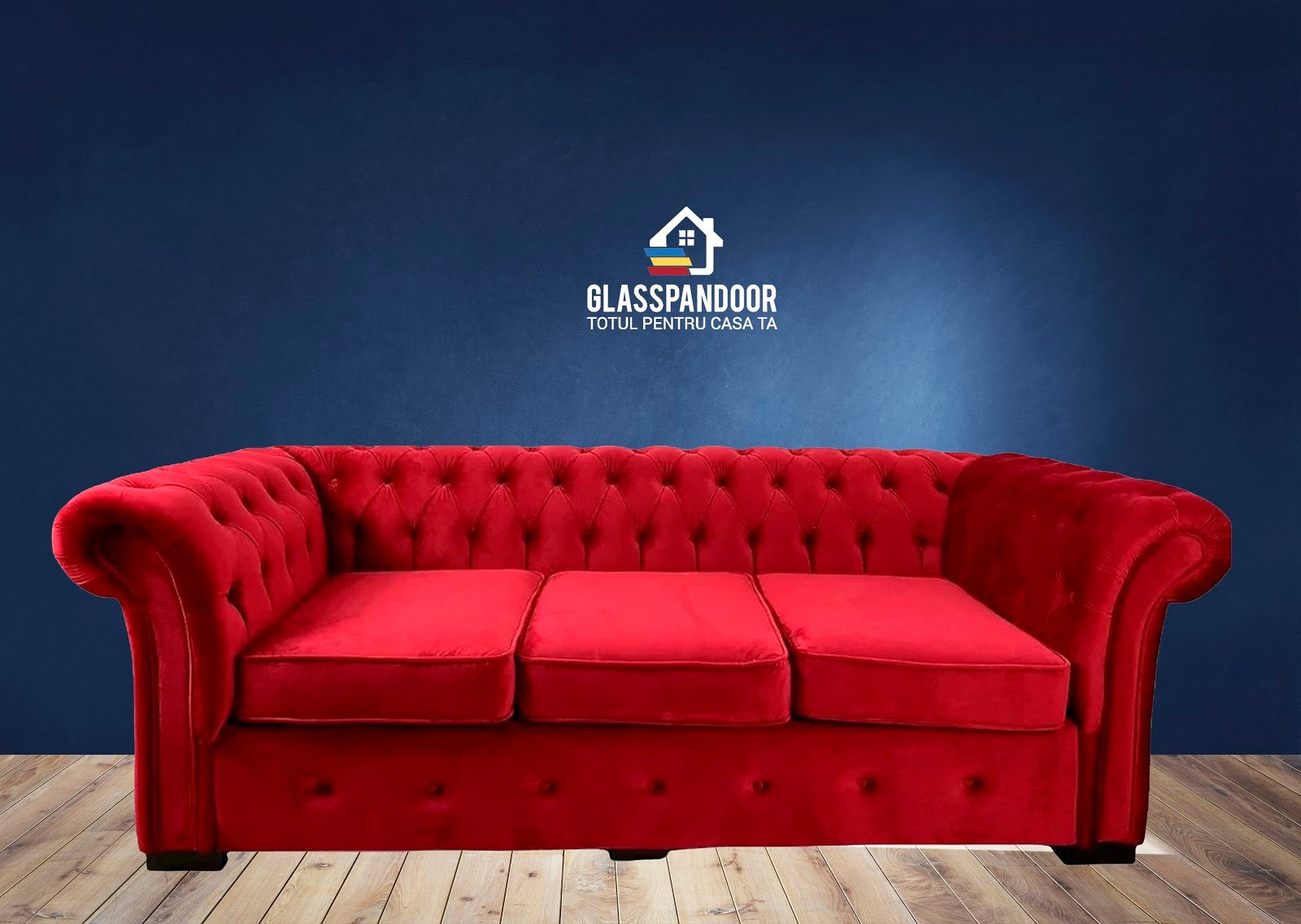Canapea red Chesterfield canapea
