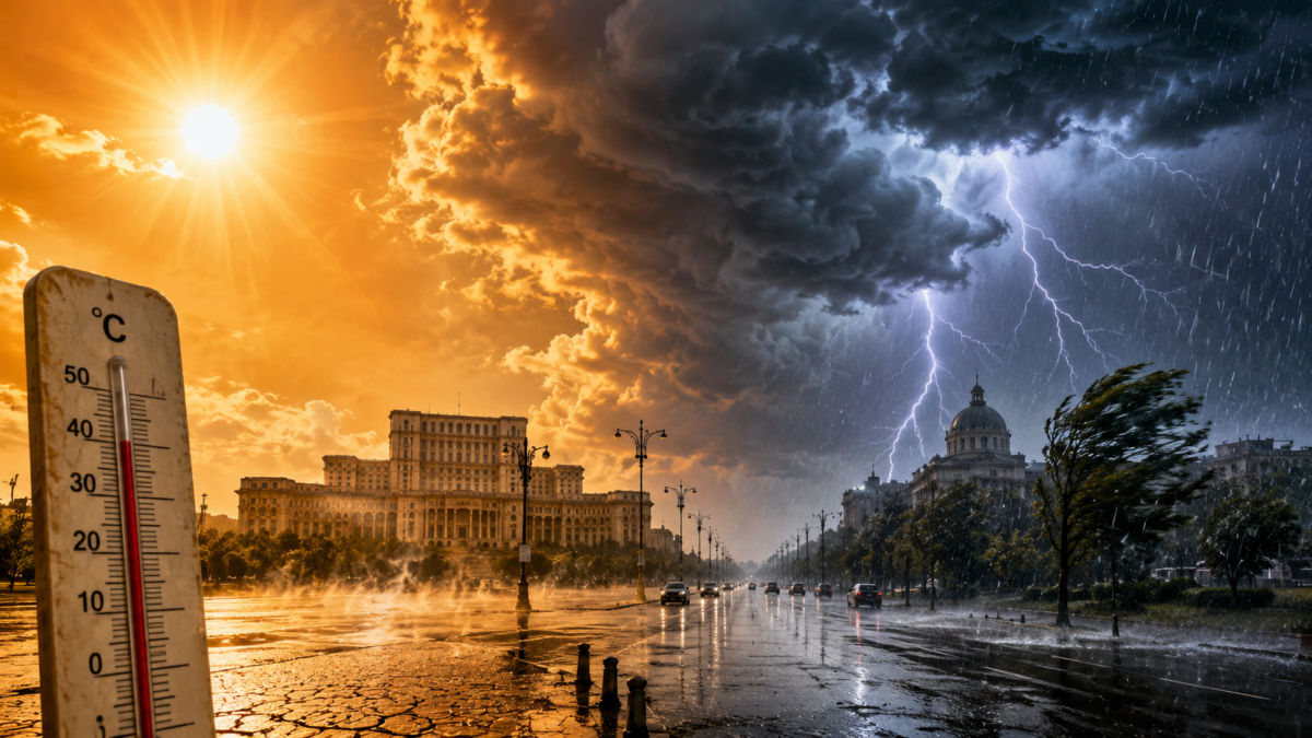 Furtuni și caniculă de 37°C în București și alte județe